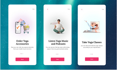 Onboarding screens app branding design figma graphic design illustration minimal mobileapp onboarding ui userflow ux yoga yoga app