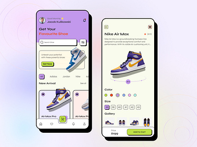 E-commerce Shoe Store Mobile App Concept app ui design brutalism e commerce app mondlsgraphic nike shoe app shoes app ui ui uiux
