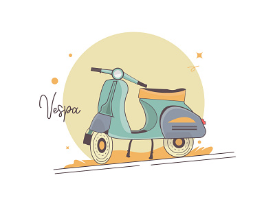 Vespa Motorbike illustration, Motorcycle illustration art design draw illustration design
