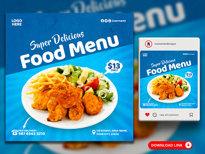 Delicious Food Menu Social Media Banner Templates 3d ads design animation banner branding facebook post figma food banner food menu food offer graphic design instagram post logo menu design motion graphics promotional ads restaurant social media ui web banner