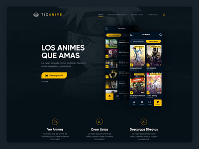 2020 - Tio Anime Landing anime animes app japan mobile series shows streaming tv