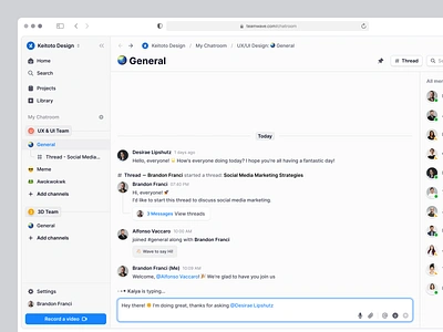 TeamWave - Collaborative Chat Saas Project Management Web App ai app artificial intelligence chat chatroom collaborative loom management manager message messaging project project management saas slack team threads tldv web app workspace