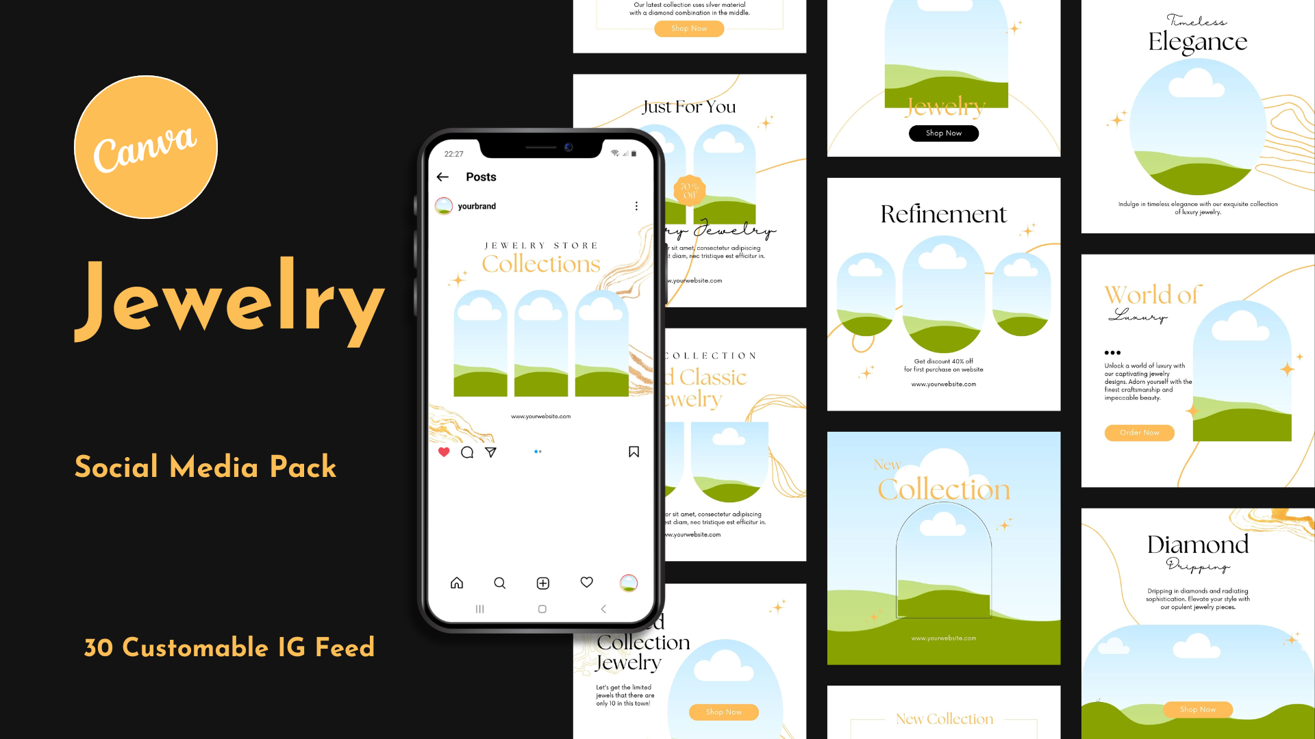 Jewelry - Social Media Post black branding canva design gold graphic design instagram instagram feed instagram post instagram template jewelry luxury social media social media post template