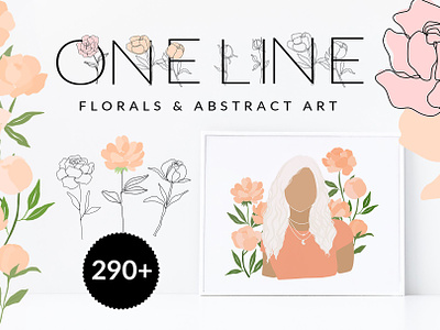 One Line Florals Abstract Flowers