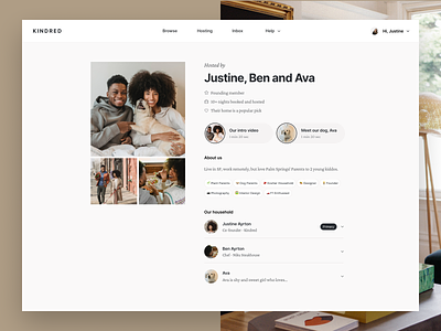 Kindred | Profiles On Web account branding design graphic design home home profile illustration logged in logo product design profile travel ui ui design user account user profile ux design web design web layout web profile