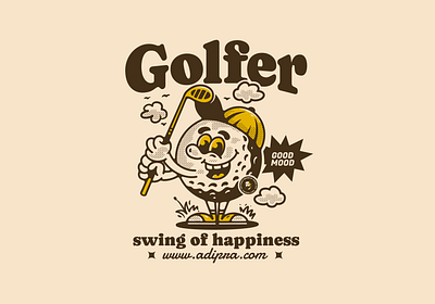 Golfer, swing of happiness adipra std adpr std cute retro design