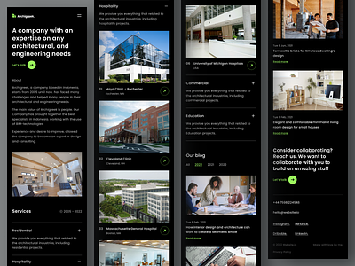 Architect real estate marketing company mobile responsive agency airbnb architect architecture blog building company company profile dark mode house interior design landing page mobile first mobile responsive property property rent real estate rent responsive tablet