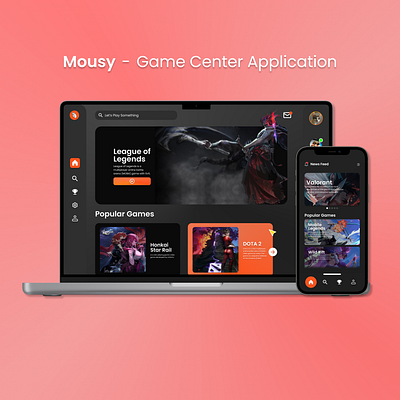 Mousy - Game Center Application app branding design game gamecenter graphic design illustration logo typography ui ux vector