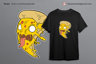 Pizza melting stickers cartoon character character