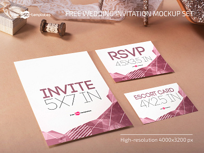 Free Wedding Invitation Mockup in PSD free freebie invitation mock up mockup mockups photoshop psd template templates wedding