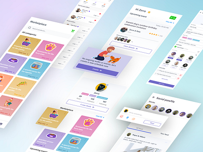 PawsConnect: A dedicated pets app ai animal artificial intelligence branding clean colorful colors design ecommerce gradients graphic design ios pets product design social media ui uiux userexperience ux webdesign