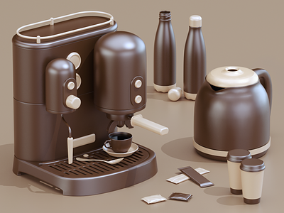 COFFEE TIME 3d 3dart 3ddesign 3dillustration 3dmodeling art branding cinema4d design icons iconset illustration logo redshift render ui