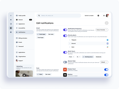 Settings page with Dialog - Material You Design System app dashboard design figma figma material kit material material 3 material design material design 3 material you me settings system ui ui kit you