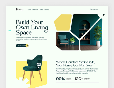 Living - Furniture Landing Page Design design e commerce easy shop furniture home decor minimal trendy ui website