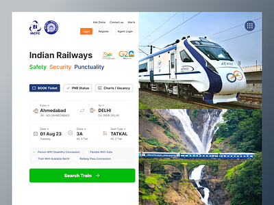 IRCTC Website Design booking booking receipt checkout complete payment dropdown hamburger home page irctc website landing page landingpage mega menu search train train booking train ticket train website webdesign website website builder website concept website design