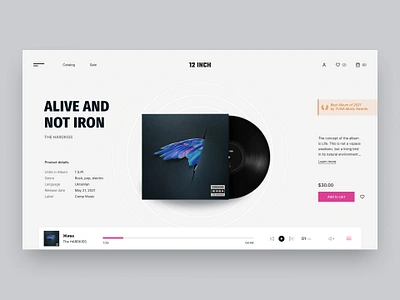 Concept UI design for vinyl record store product card branding e comers e commerce music product card ui ui concept ui design vinyl vinyl record store