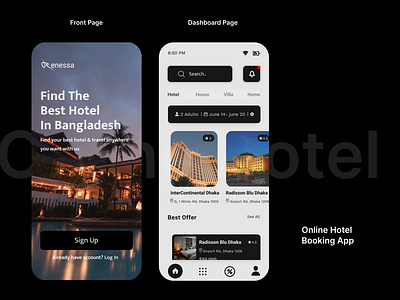 Renessa Online Hotel Booking App UI design using Figma. app ui app ui design figma hotel app ui ui uiux design user interface design