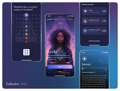 Leela — Insight mobile game blue cube game gamedesign illustration leela meditation mindfulness mobile onboarding purple subsription welcome