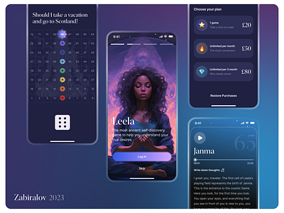 Leela — Insight mobile game blue cube game gamedesign illustration leela meditation mindfulness mobile onboarding purple subsription welcome