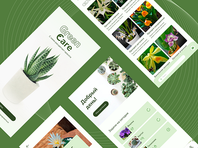Мобильное приложение по уходу за комнатными растениями app design figma ui ux webdesing