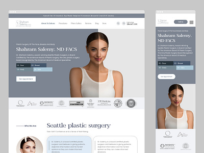 Surgery Landing Page about us page beaty blue branding call to action clean doctor ecommerce gray homepage landing page mobile plastic real estate review page saas shahram salemy surgery website