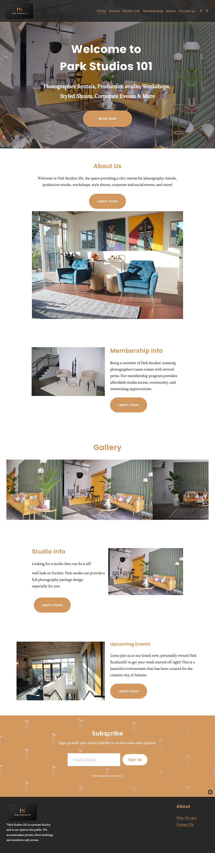 Squarespace website design for studio rental by Oluwatimilehin Awonusi on Dribbble