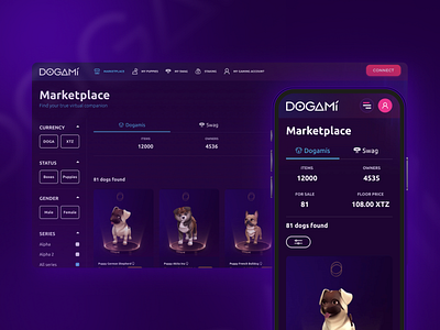 Dogami app crypto design marketplace startup ui ux web.3
