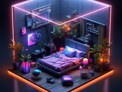【申焯柏ai設計作品】申焯柏 Isometric Room v6 ai ai art branding design graphic design illustration midjourney ui 申焯栢