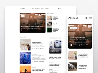 CurioHub - Blog Website Design design designagency designinspiration inspiration project ui ux websitedesign