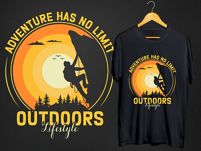 Outdoor mountain adventure hiking t shirt design