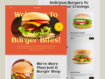 Burger Shop Landing Page burger burger restaurant burger shop cafe colorful design fast food homepage landing page restaurant snacke ui ui design uiux web design web ui website