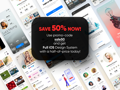 Full iOS Design System Sale 50% OFF android button design icon interface ios ios17 iphon15 iphone kit mobile system ui ux