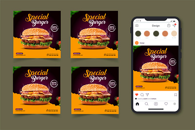 Delicious burger and food menu social media banner template menu banner