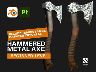 Hammered Metal Axe 3d axe