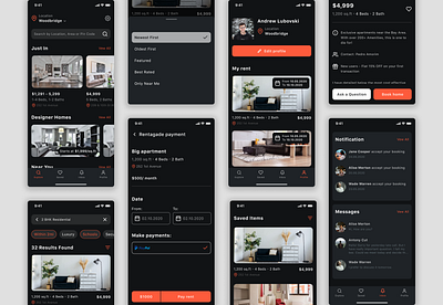 House Rental - mobile app | dark mode app design ui ux