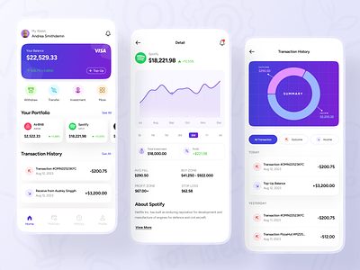 Calios: Investment & Wallet App app design chart clean crypto finance gradient graph investment mobile modern orenji stock transaction wallet