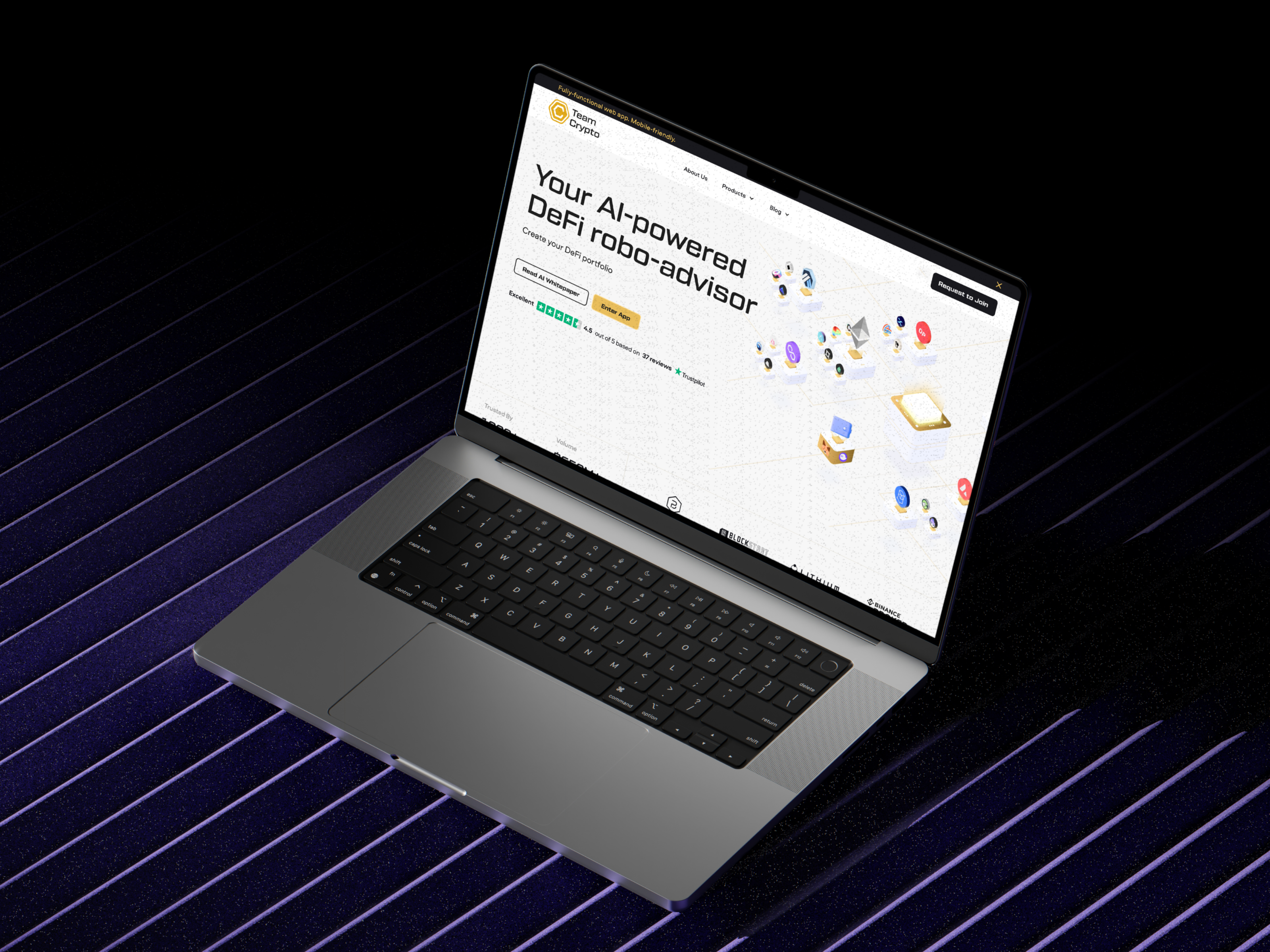 Landing Page | DeFi Ai-Powered advisor product 🕹 ai blockchain company crypto defi design graphic landing landing page numbers process productdesign roadmap team ui ux website websitedesign