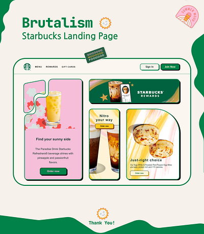 Brutalism - Starbucks app branding brutalism brutaslist design figma graphic design home page landing landing page neo brutalism starbucks ui uiux
