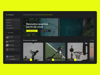 Crossover: Sports App Dashboard court dashboard find court search sports ui ux