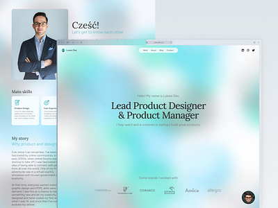 Product designer personal portfolio website - Lukasz Dec framer leader personal portfolio product designer product manager web design website