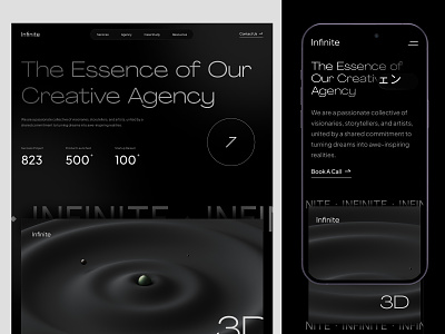 Infinite. Creative Agency Website Mobile Version agency ui design clean creative creative agency dark ui design design mobile responsive