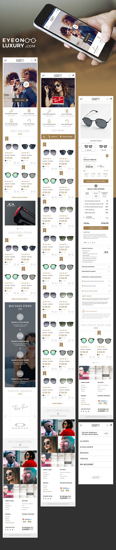 Eye On Luxury accessories branding clean digital ecommerce flat glasses graphic design logo modern new sunglasses ui uiux web webdesign website