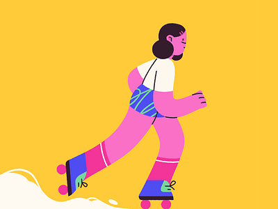 Roller girl adobe illustrator animation character explainer gif girl illustration illustrator pink procreate roller vector vectorart yellow