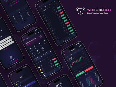 White Koala - Crypto Trading App Design app design application bitcoin blockchain crypto crypto app crypto trading app crypto wallet design finance market mobile app design mobile app ui ui ui design uiux