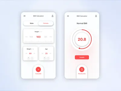 Daily UI #004 – Calculation app bmi bmi calculator calculation calculator challange dailyui design graphic design red ui