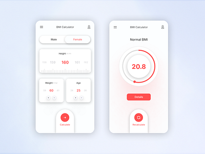 Daily UI #004 – Calculation app bmi bmi calculator calculation calculator challange dailyui design graphic design red ui