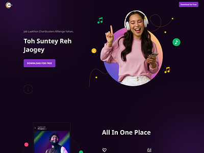 ZEE5 Music Landing Page dark landing page music ott