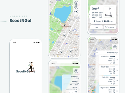 Scooter Rental App android app design designer figma ios mobile scooter scooterapp ui uidesign uidesigner