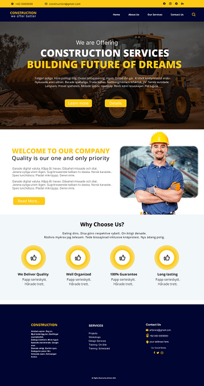 Construction Website Home Page Design construction custom website ecommerce graphic design home page landing page responsive web design ui uiux webdesign website design wordpress