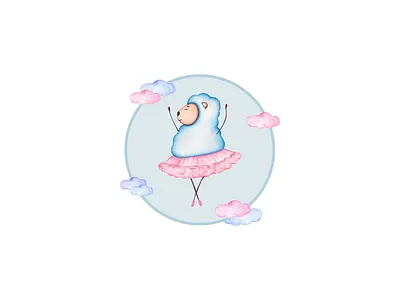 Sheeps Ballet animal ballerina cartoon character character design children clouds cute character design girls hand drawn illustration kids logo nursery ornament pattern sheep stikers watercolor